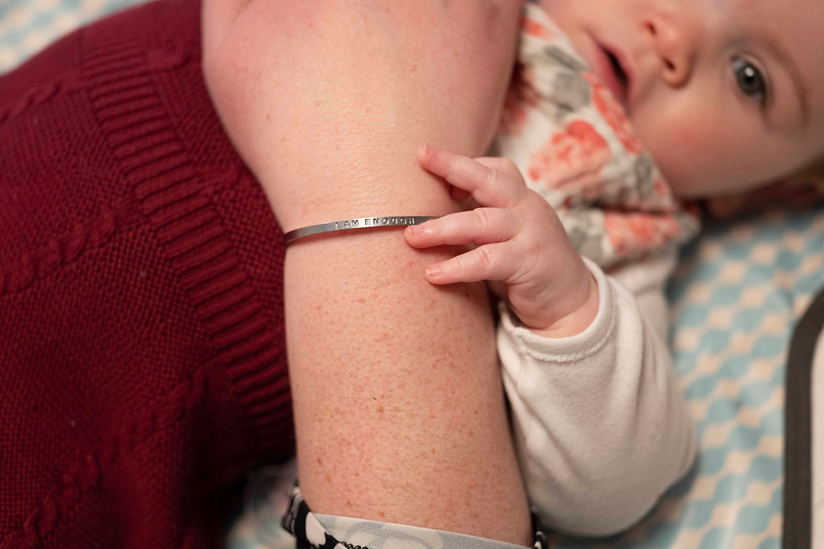 Baby looking at Sarah